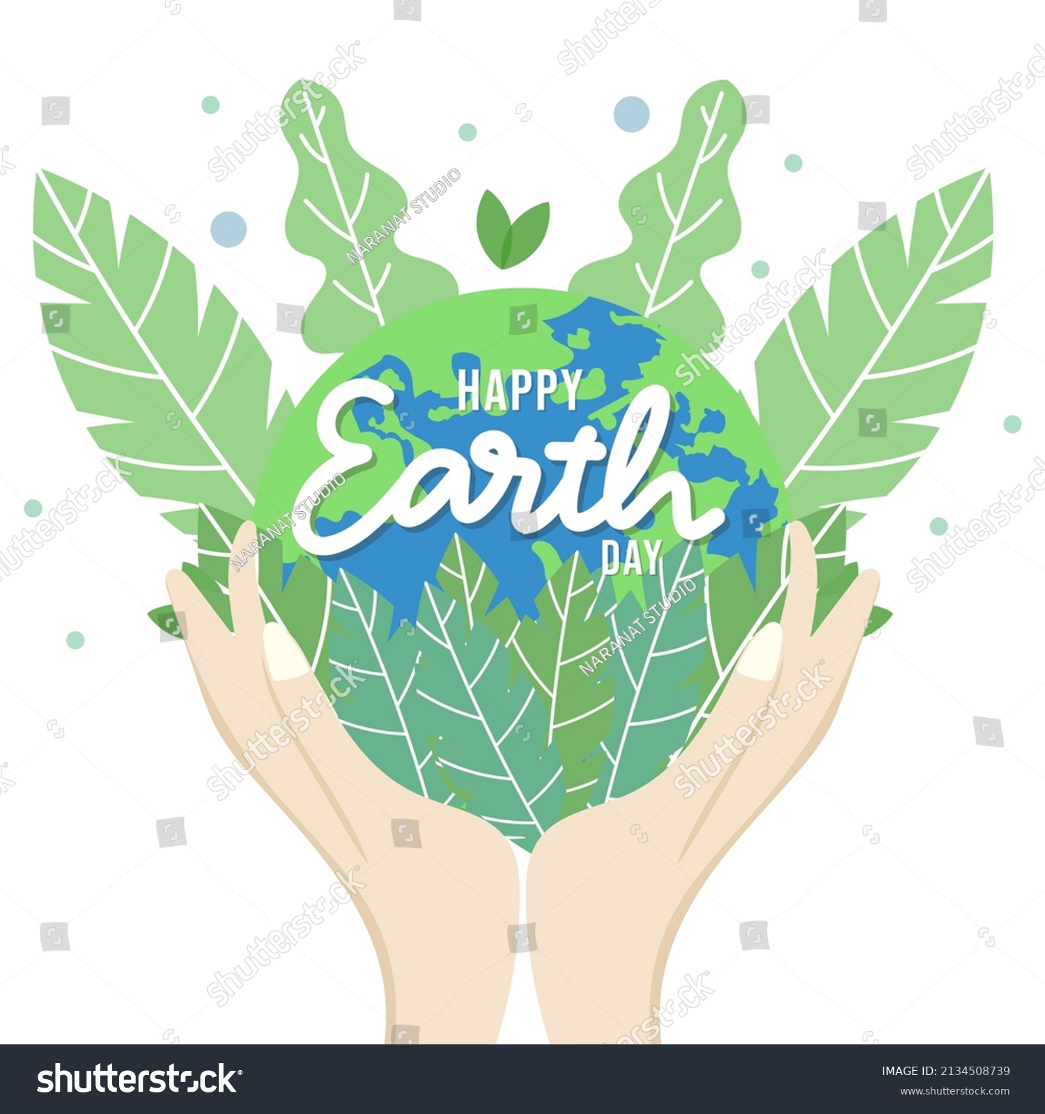 Earth Day Handwriting Branches Green Leaves Stock Vector (Royalty Free ...