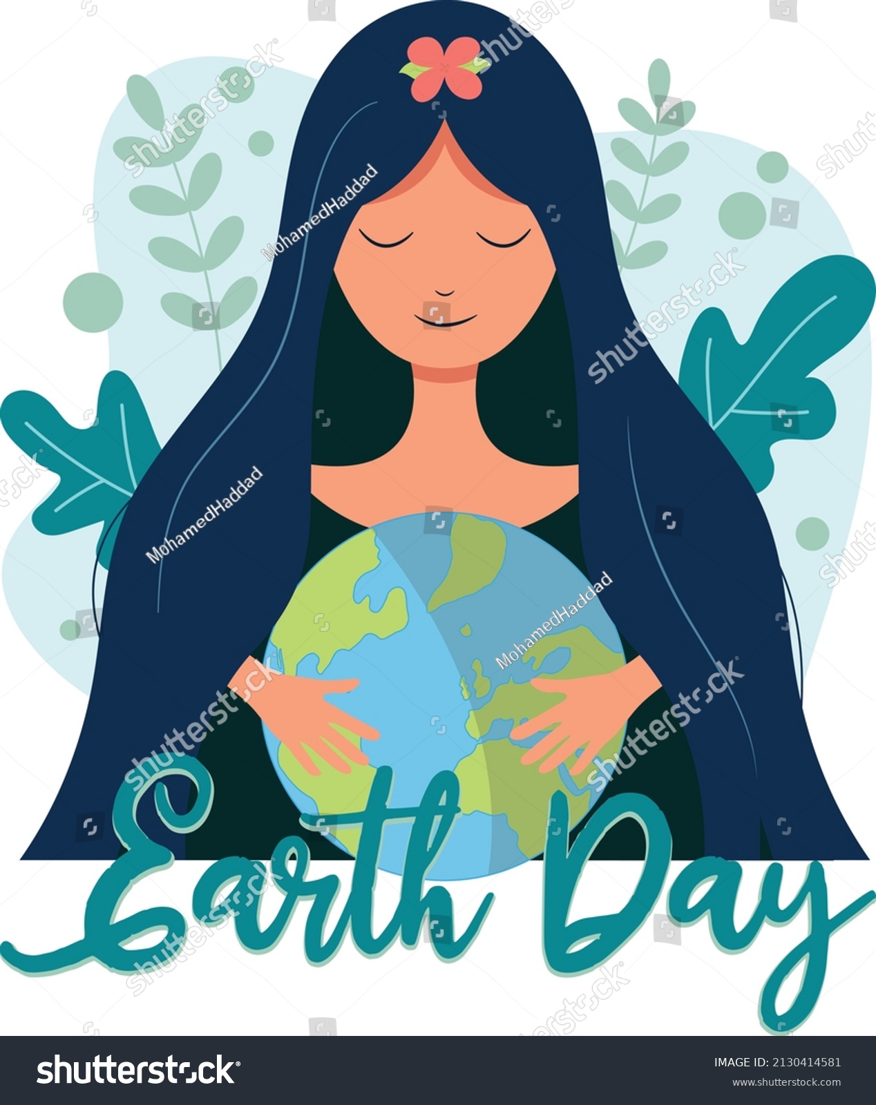 Earth Day Illustration Mother Gaia Holding Stock Vector (Royalty Free ...