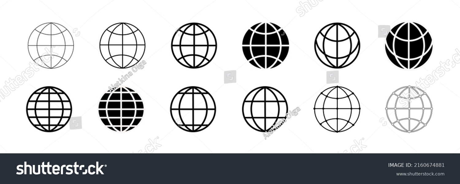 Earth Globe Collection Icon Symbol Vector Stock Vector (Royalty Free ...