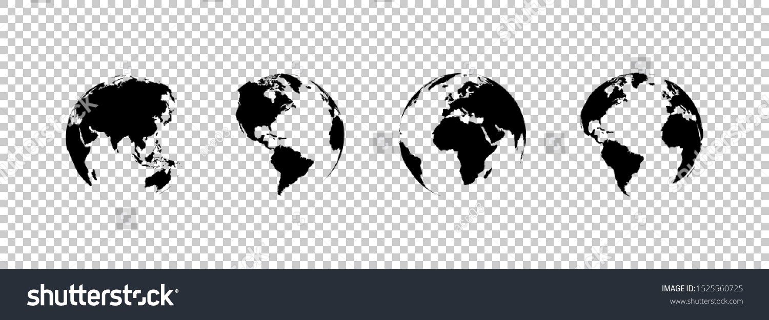 Earth Globe Collection Set Black Earth Stock Vector Royalty Free