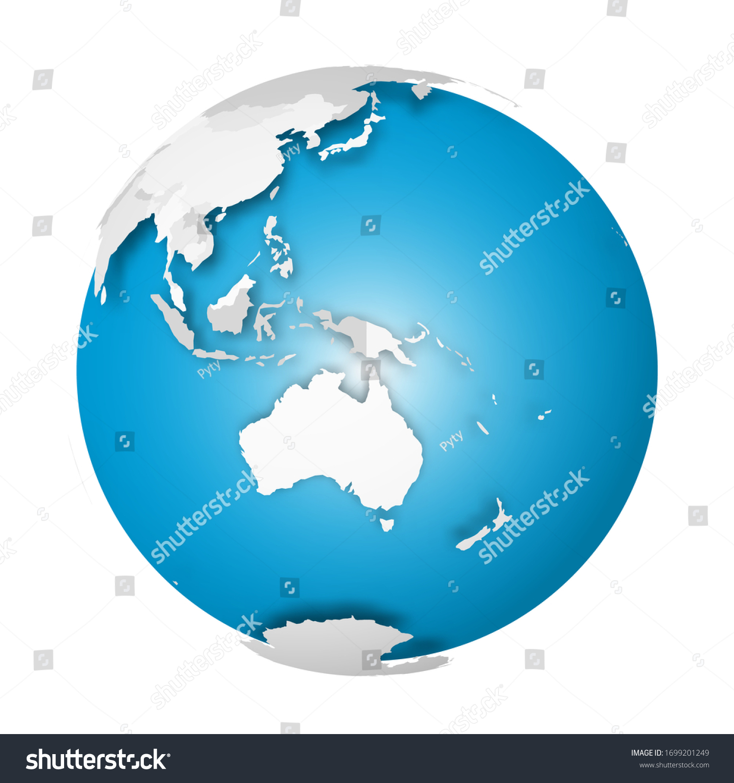 Earth Globe 3d World Map Grey Stock Vector (Royalty Free) 1699201249 ...