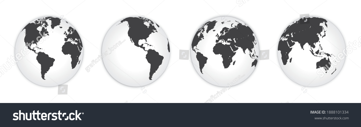 Earth Globe Icon Set Earth Hemispheres Stock Vector Royalty Free 1888101334 7873