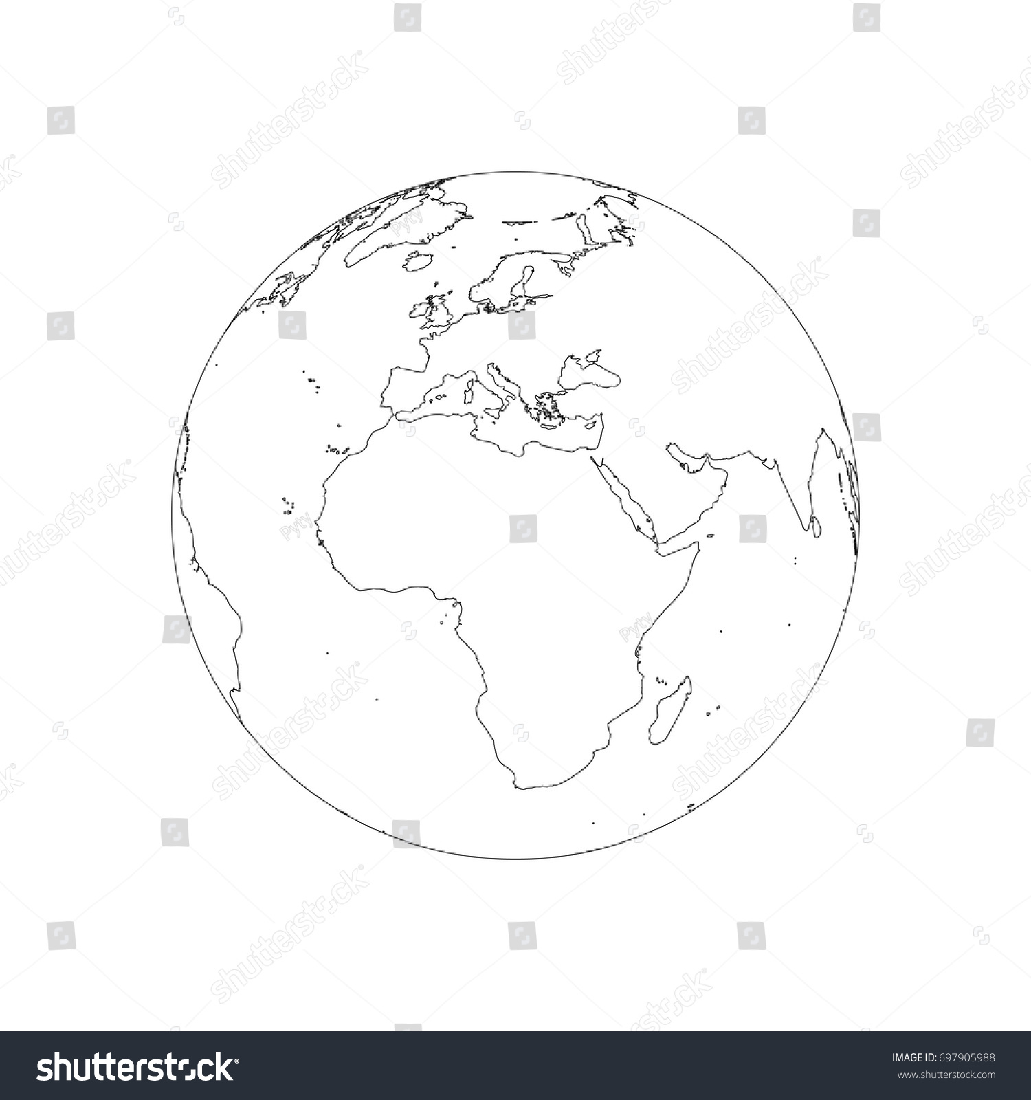 Earth Globe Wireframe Focused On Africa Stock Vector Royalty Free 697905988 Shutterstock 2672