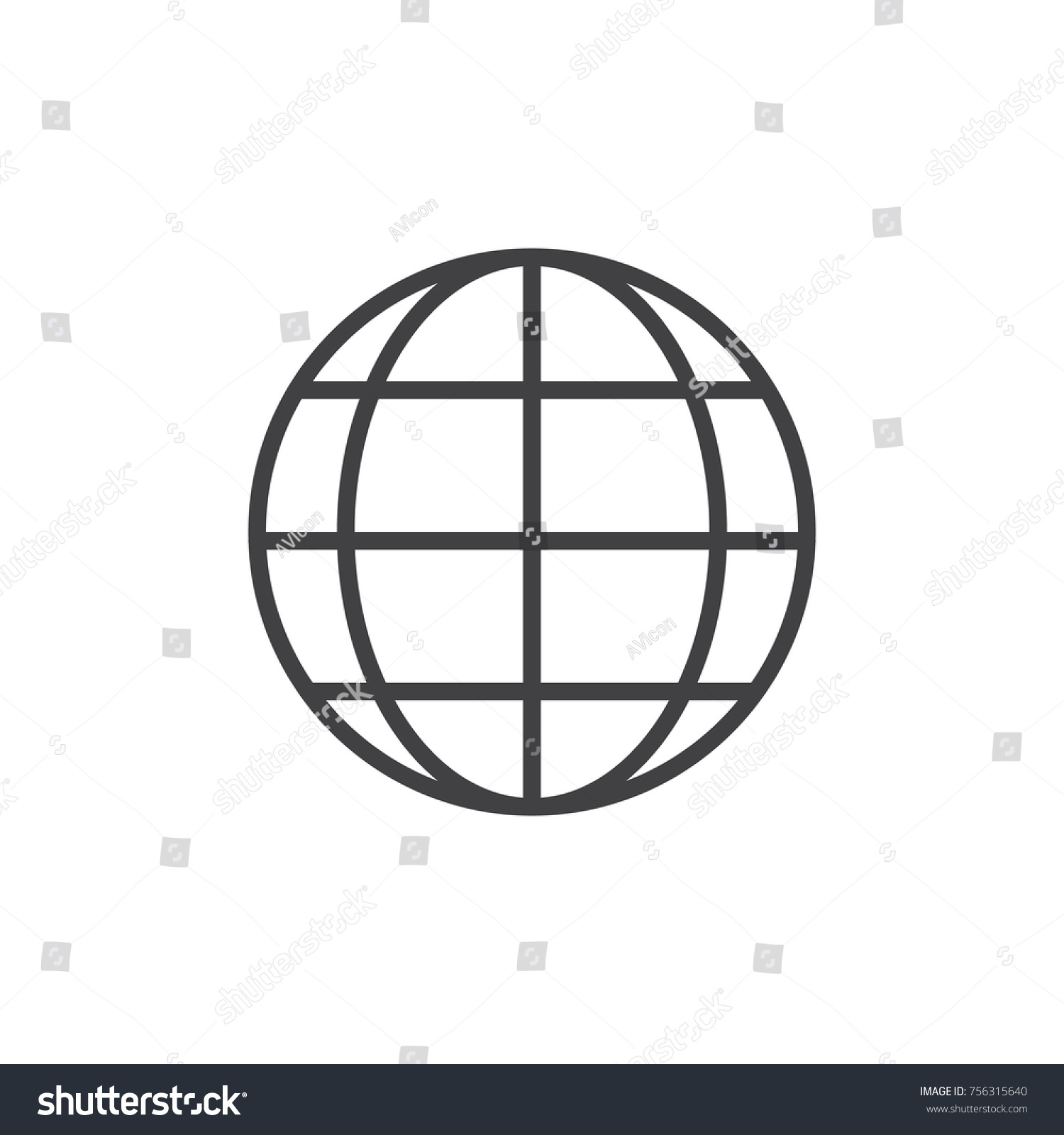 Earth Grid Line Icon Outline Vector Stock Vector (Royalty Free) 756315640