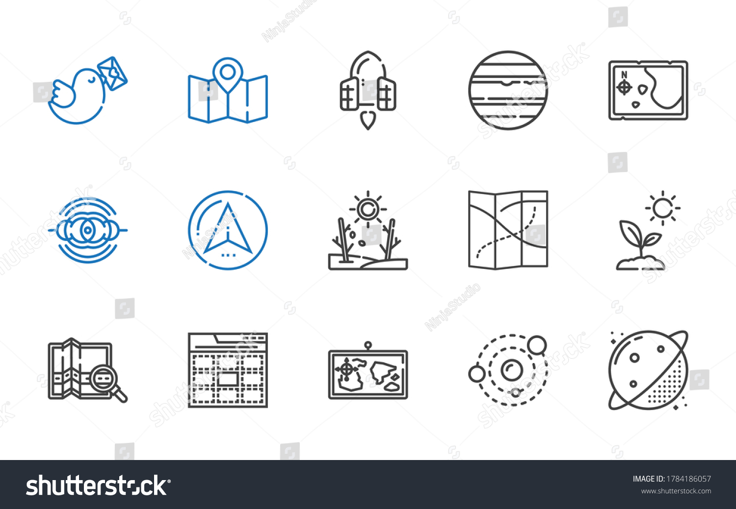 Earth Icons Set Collection Earth Planet Stock Vector (Royalty Free ...