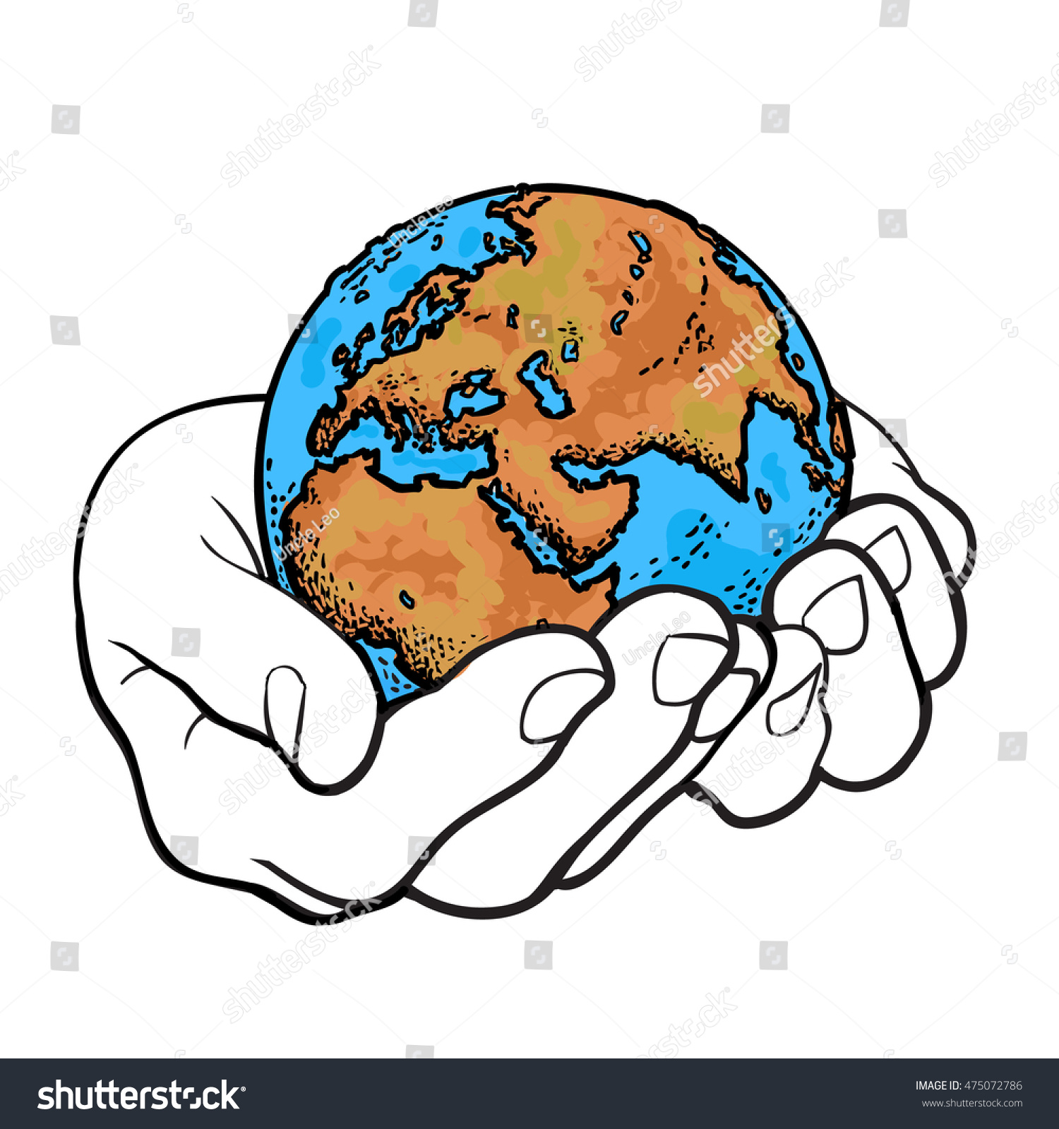 Earth Hands Environment Concept Hand Drawn Stock Vector 475072786 ...