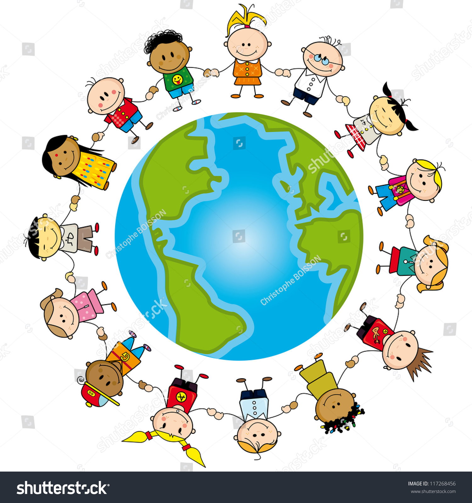 Earth My Friend Group Children Around Stock Vector 117268456 - Shutterstock