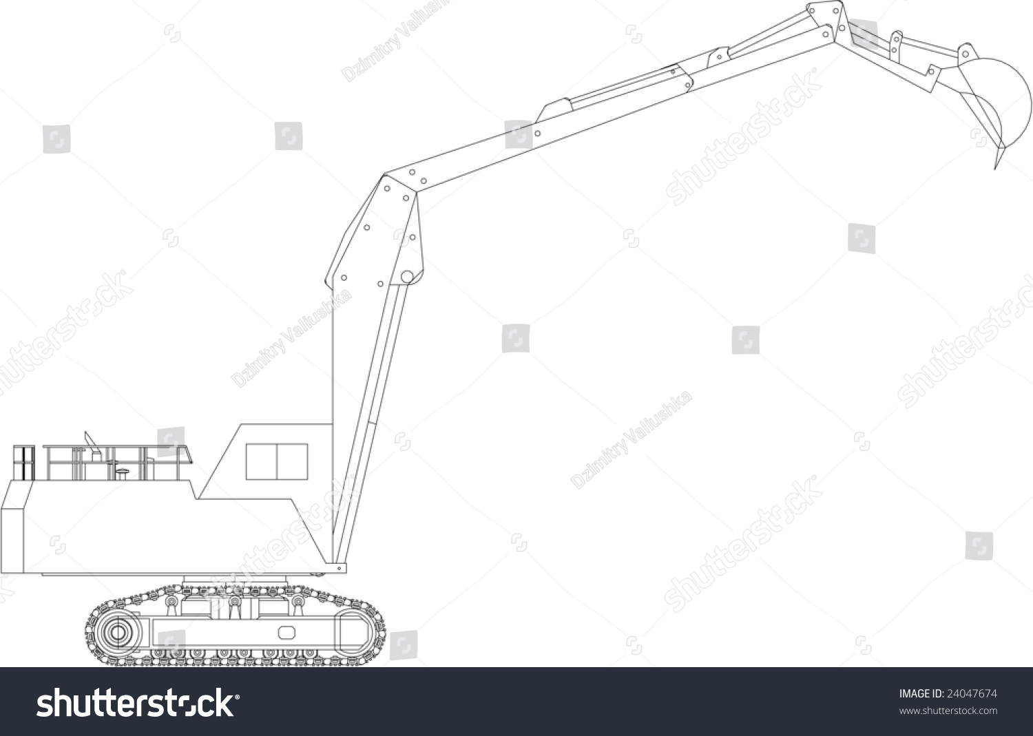 Earthmoving Machine Highdetailed Drawing Vector