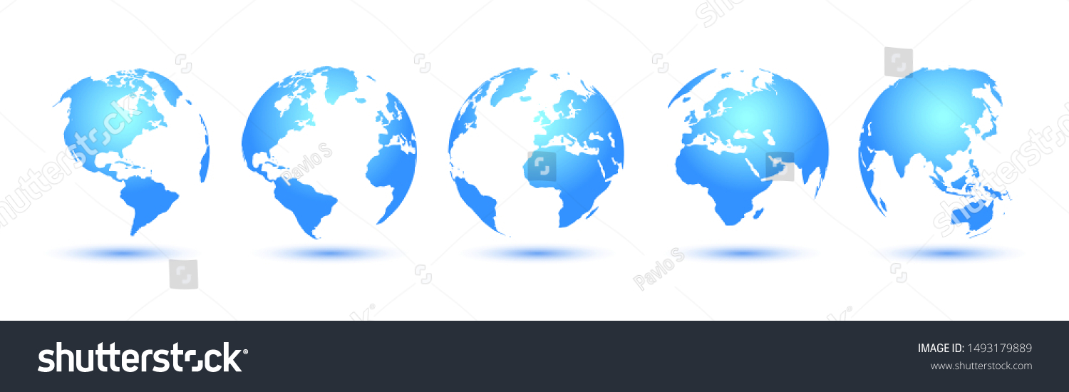 Vektor Stok Earth Set 3d Globes World Maps Tanpa Royalti 1493179889 Shutterstock 7892