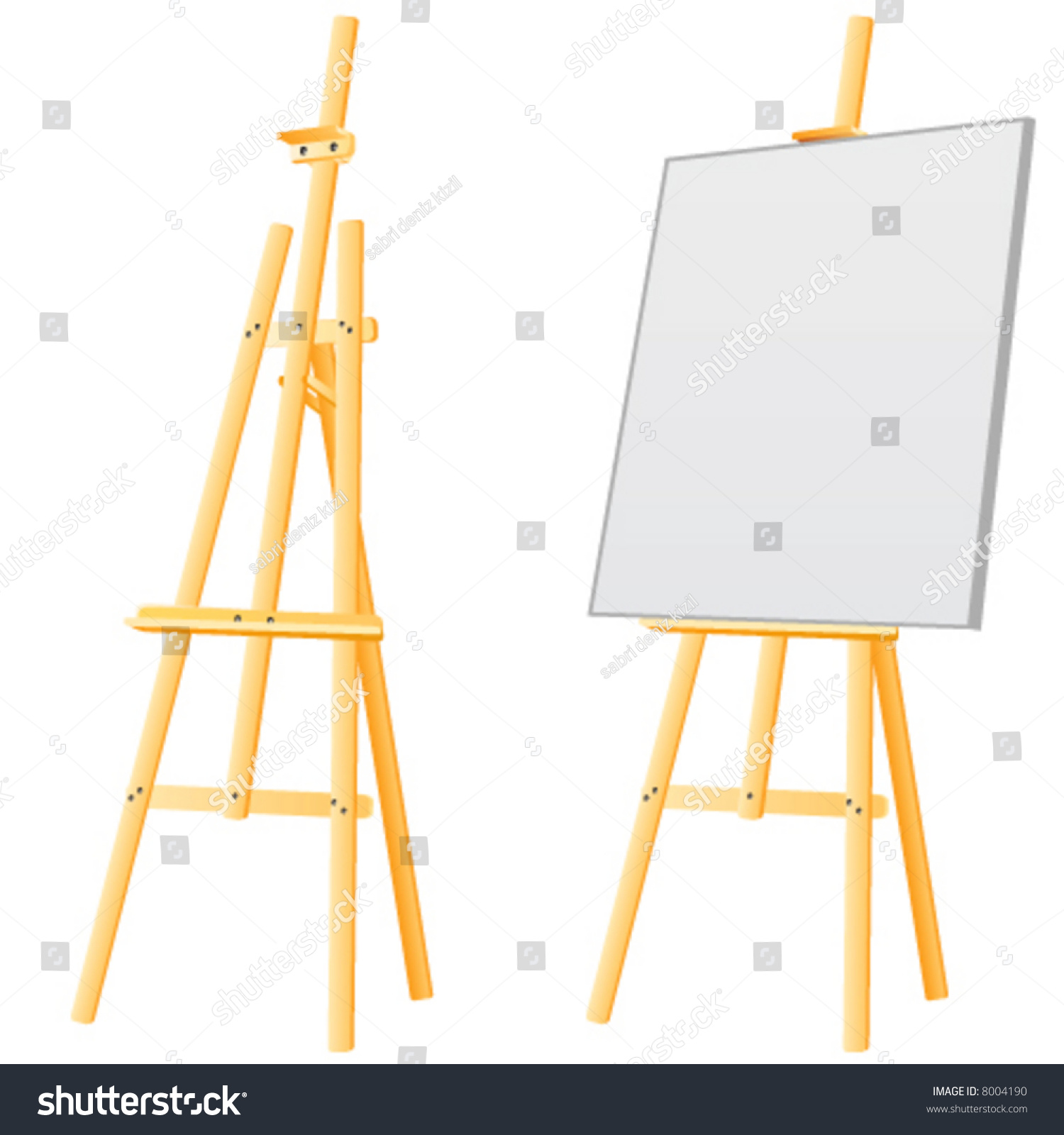 wooden easel with blank canvas clip art preview