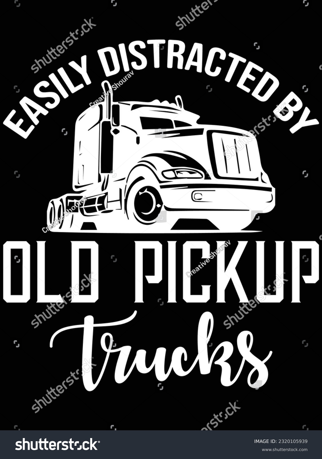 SVG of Easily distracted by old pickup trucks vector art design, eps file. design file for t-shirt. SVG, EPS cuttable design file svg