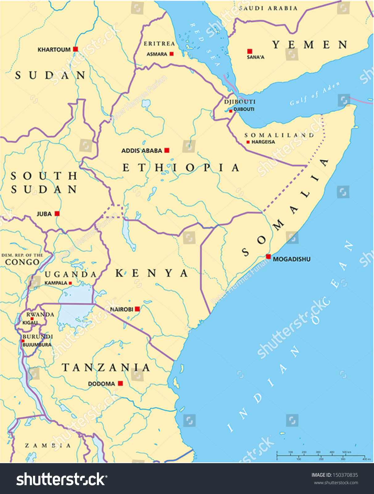 East Africa Map With Capitals 7386