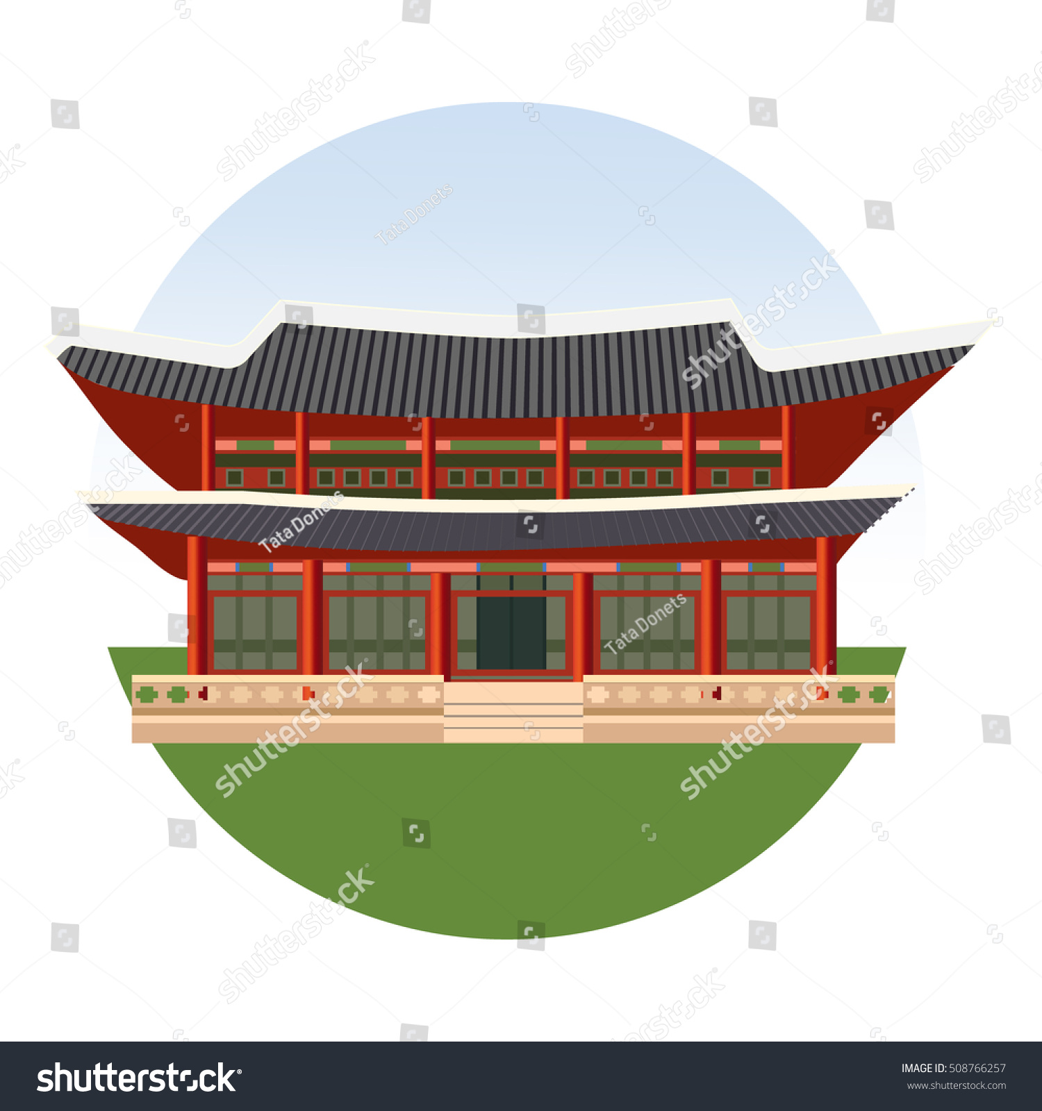 East Asian Building Icon Korean Palace Stock Vector 508766257 ...