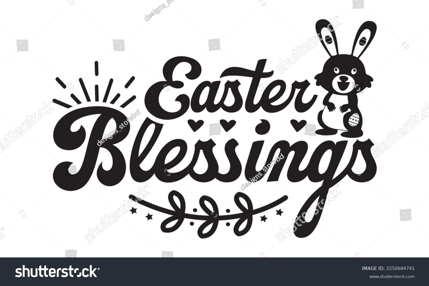 SVG of Easter blessings svg, Easter svg, Happy Easter svg design, Easter Cut File, Hoppy t shirt, Bunny and spring svg, Egg for Kids, Cut File Cricut svg