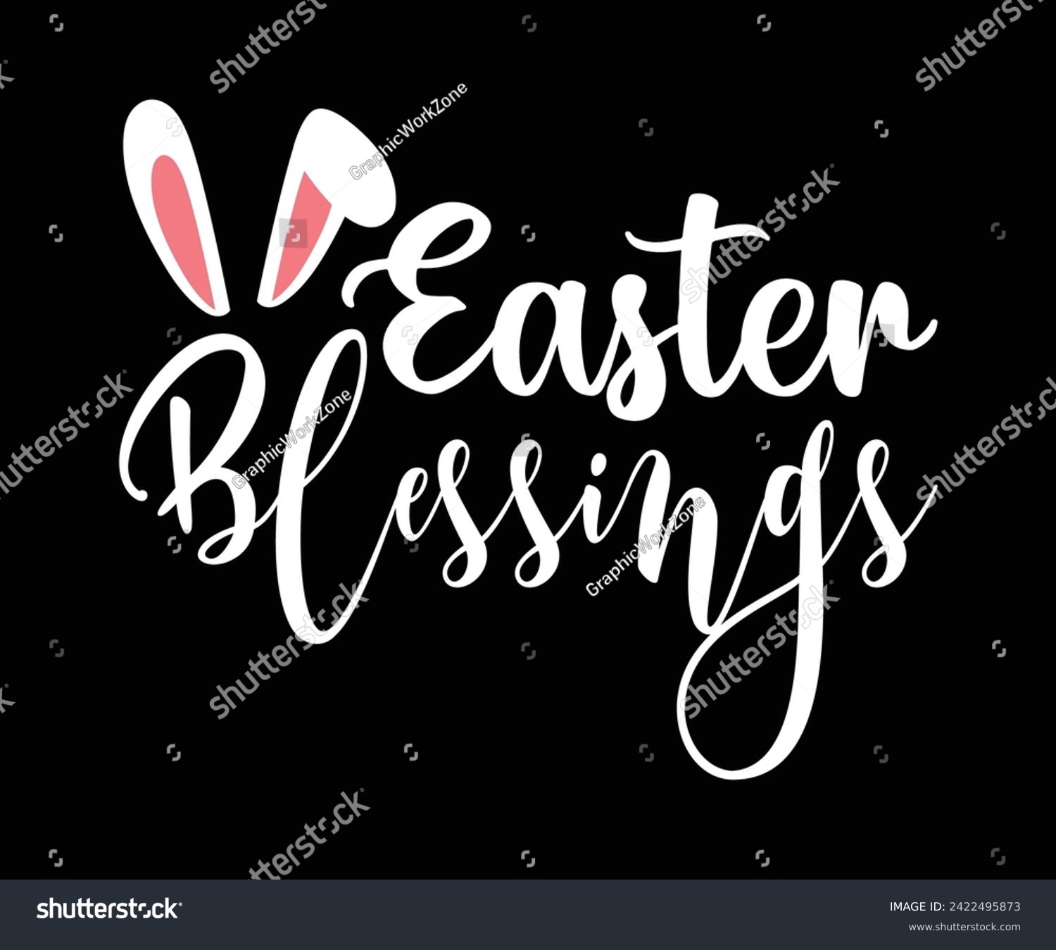 SVG of Easter Blessings Typography Lettering T-shirt Design, Bunny Shirt, Easter Typography T-shirt, Easter Hunting Squad, Design For Kids, Cut File For Cricut And Silhouette svg