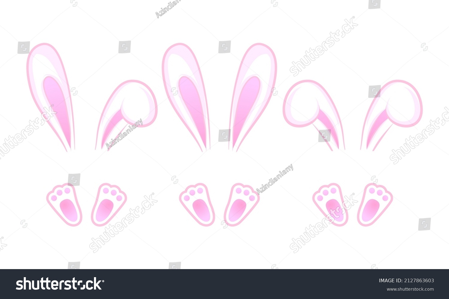 SVG of Easter bunny ears and paws collection. Happy Easter. svg