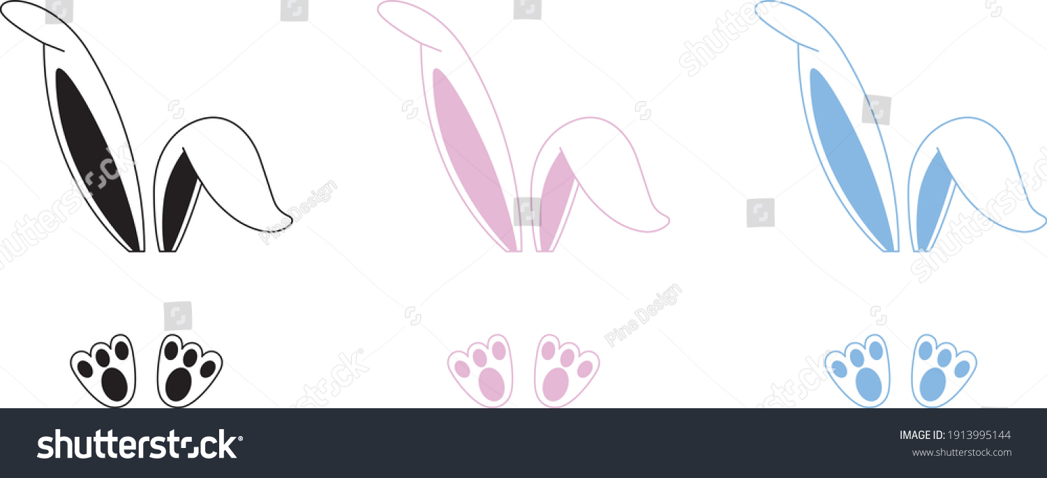 SVG of Easter Bunny Ears Vector Illustration. Bunny ears and feet isolated on white background  svg