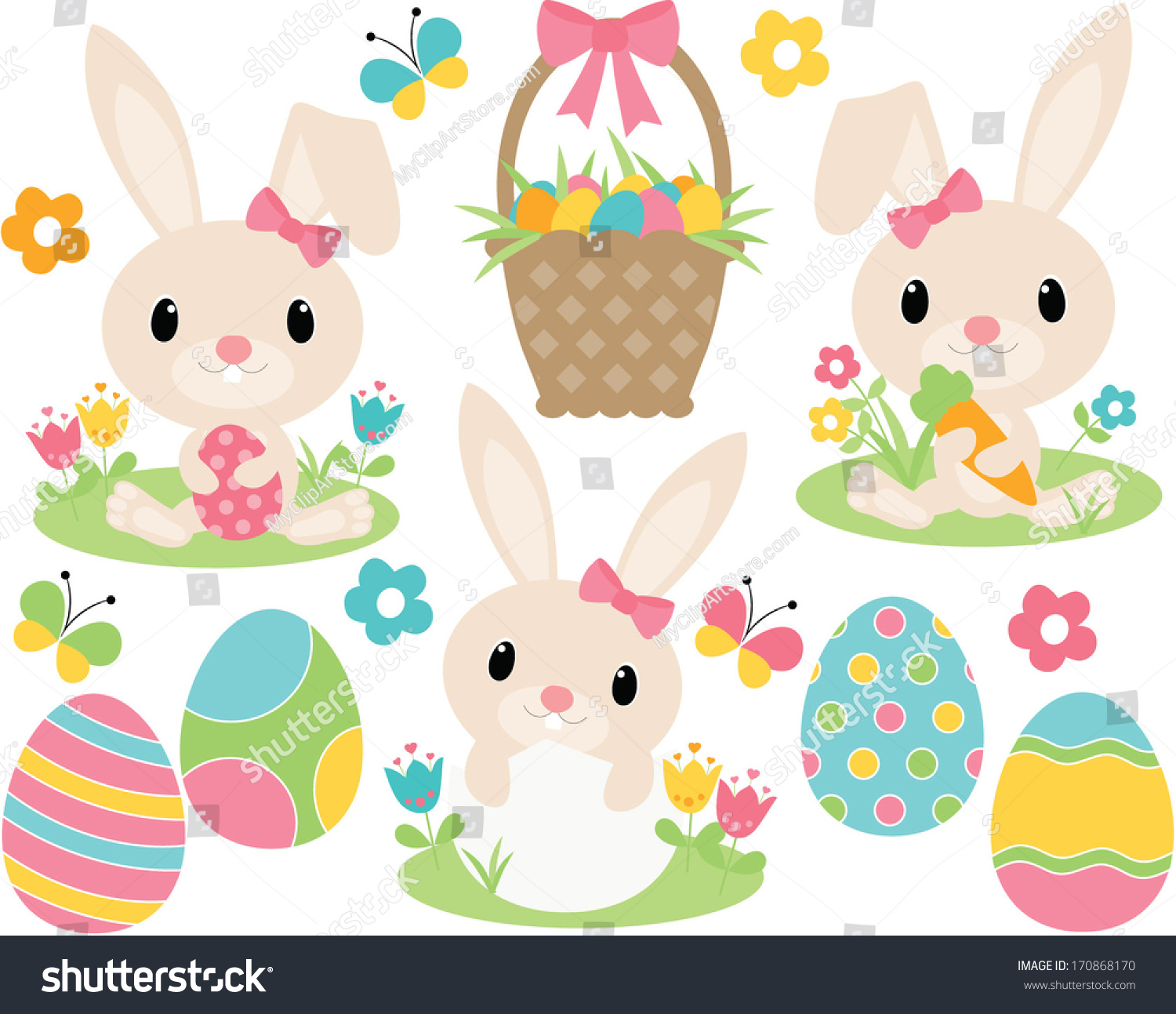 Easter Bunny (Pink) Stock Vector Illustration 170868170 : Shutterstock