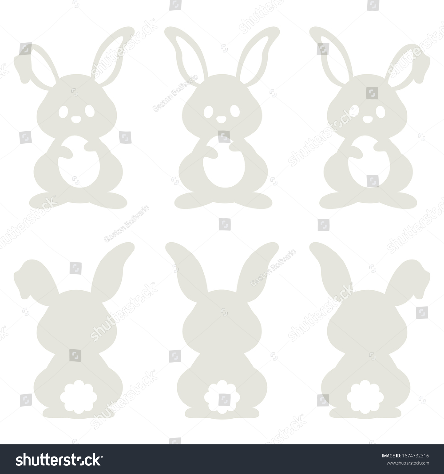 Easter Bunny Stencil Set Vector Illustration Stock Vector (Royalty Free