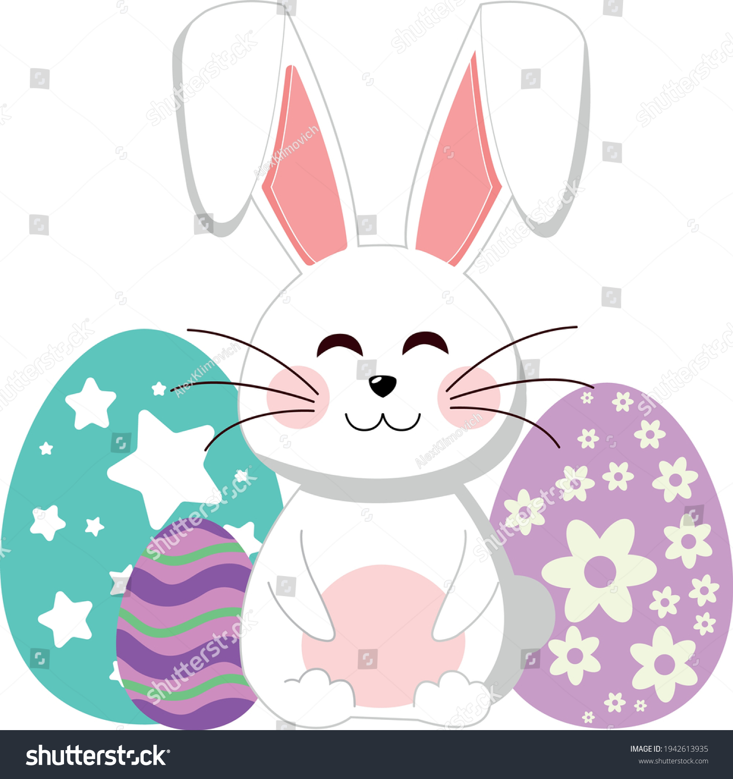 SVG of Easter Bunny Svg. Bunny With Glasses. Kid's Easter Design. Easter Svg.Vector illustration isolated on white background. Easter Bunny shirt design. Bunny cutting file for Silhouette and Cricut. svg