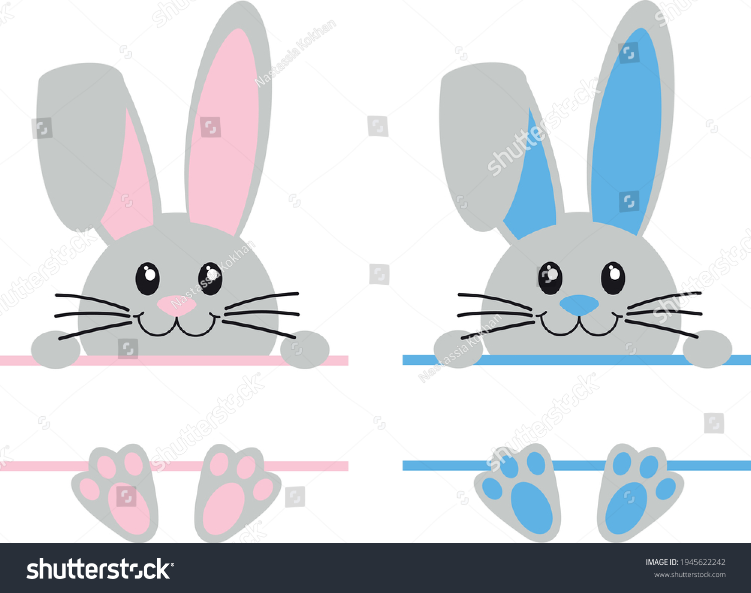 SVG of Easter bunny Svg vector Illustration isolated on white background. Easter 
rabbit split monogram for Cricut and Silhouette.Easter decoration for shirt and scrapbooking. svg