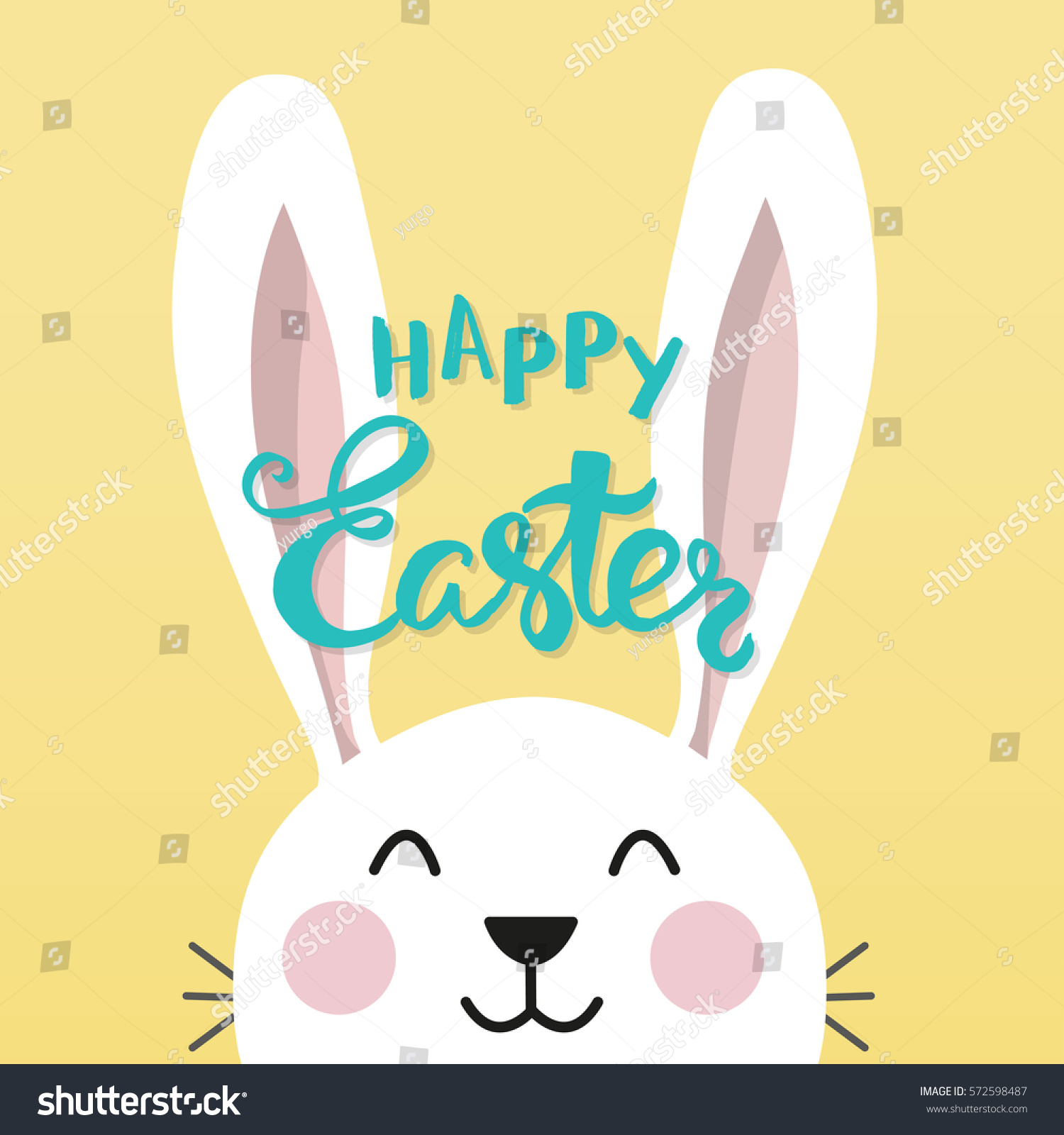 Easter Bunny Handwritten Headline Happy Easter Stock Vector (Royalty ...