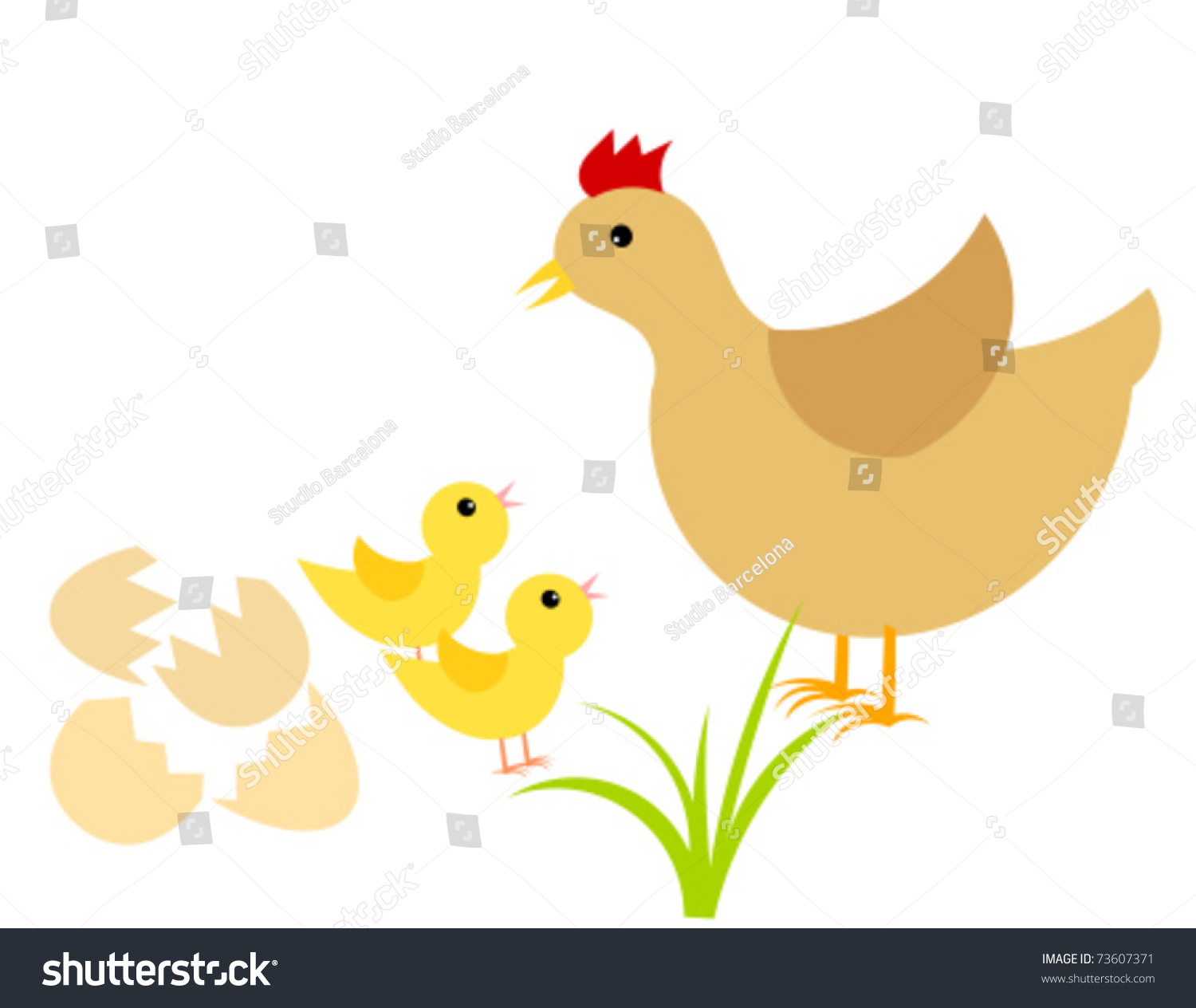 Download Easter Chicks Mother Hen Vector Illustration Stock Vector 73607371 - Shutterstock