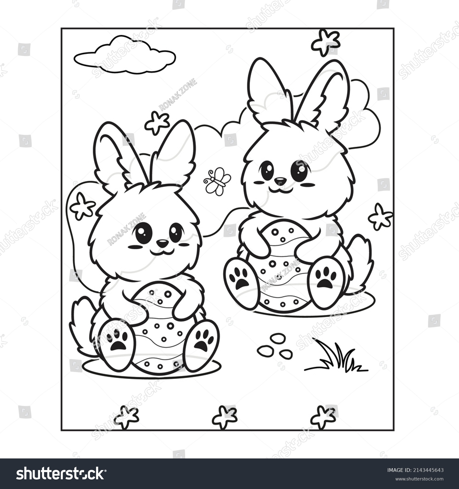 Easter Coloring Pages Black White Doodle Stock Vector (Royalty Free