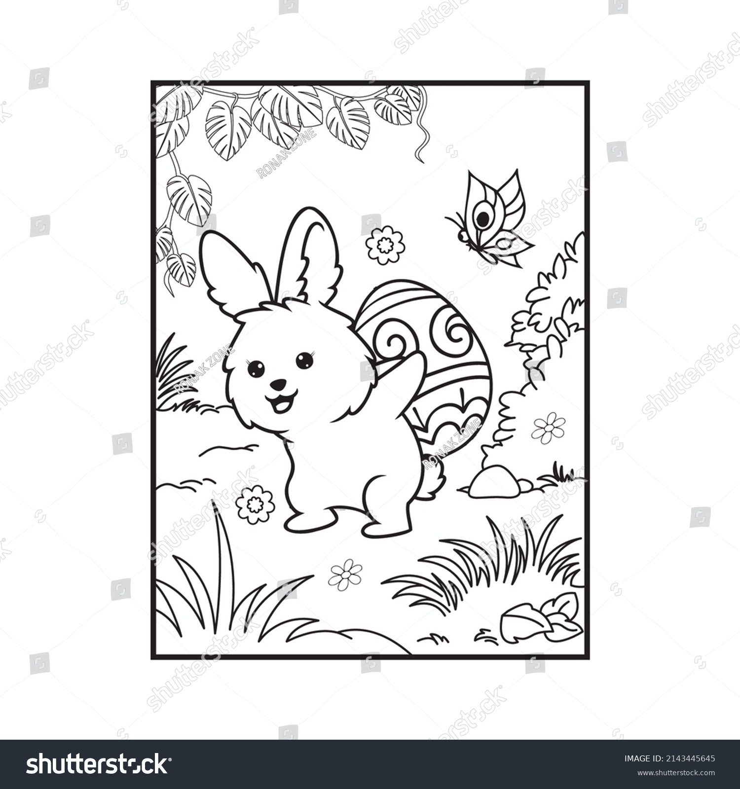 Easter Coloring Pages Black White Doodle Stock Vector (Royalty Free