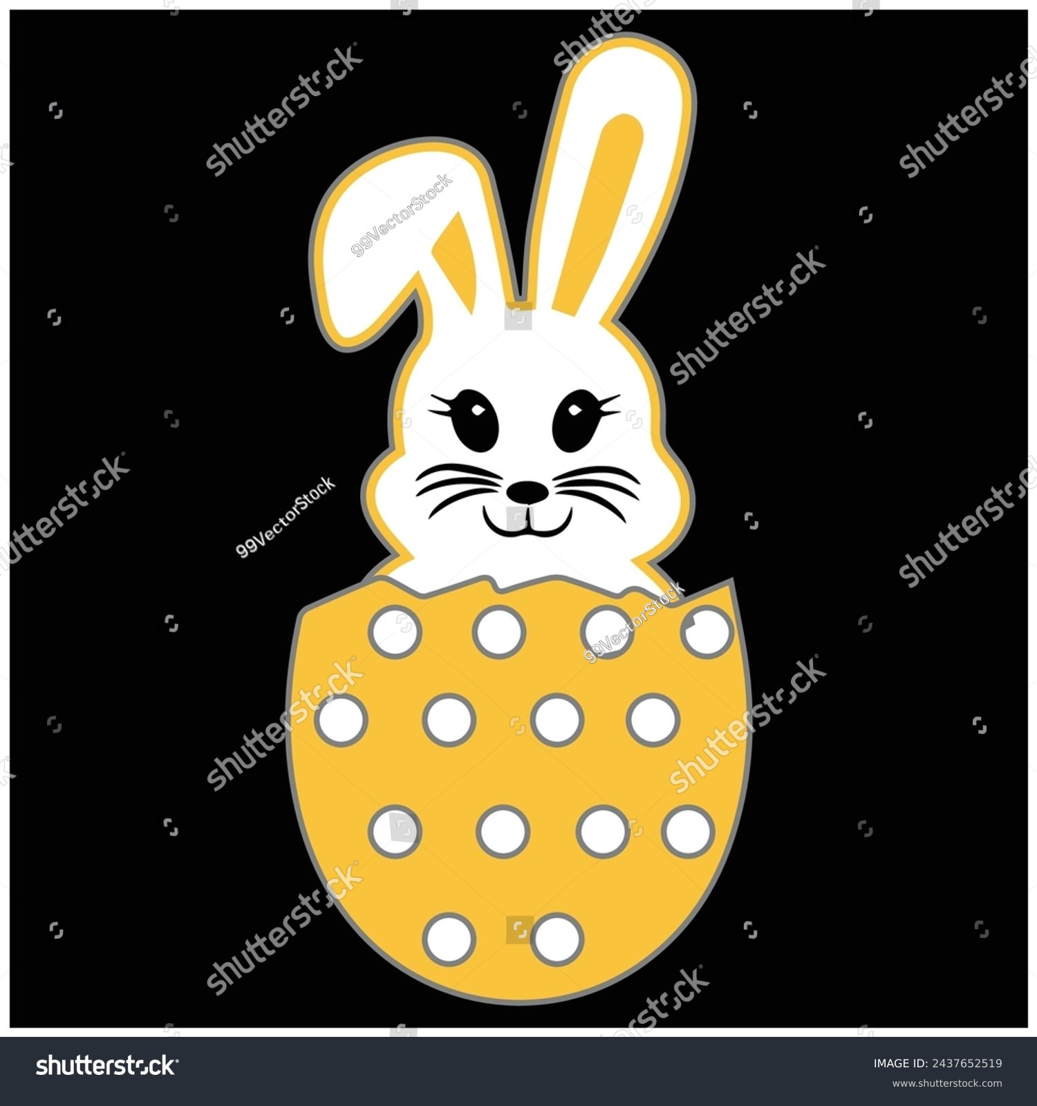 SVG of Easter Cute Bunny Vector Art Design |T-Shirt Print Design | EPS File svg