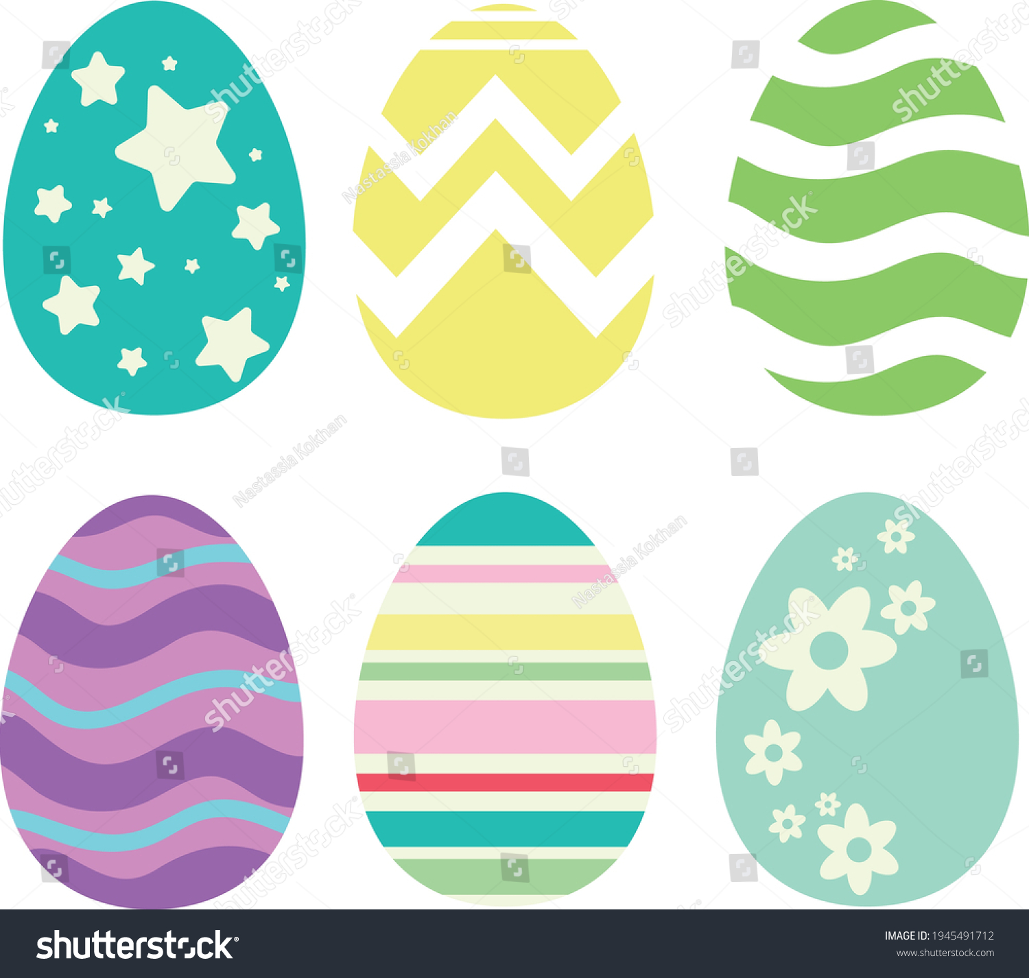 SVG of Easter Eggs Svg vector Illustration isolated on white background. Easter monogram eggs for Cricut and Silhouette. Flat Egg Icons svg
