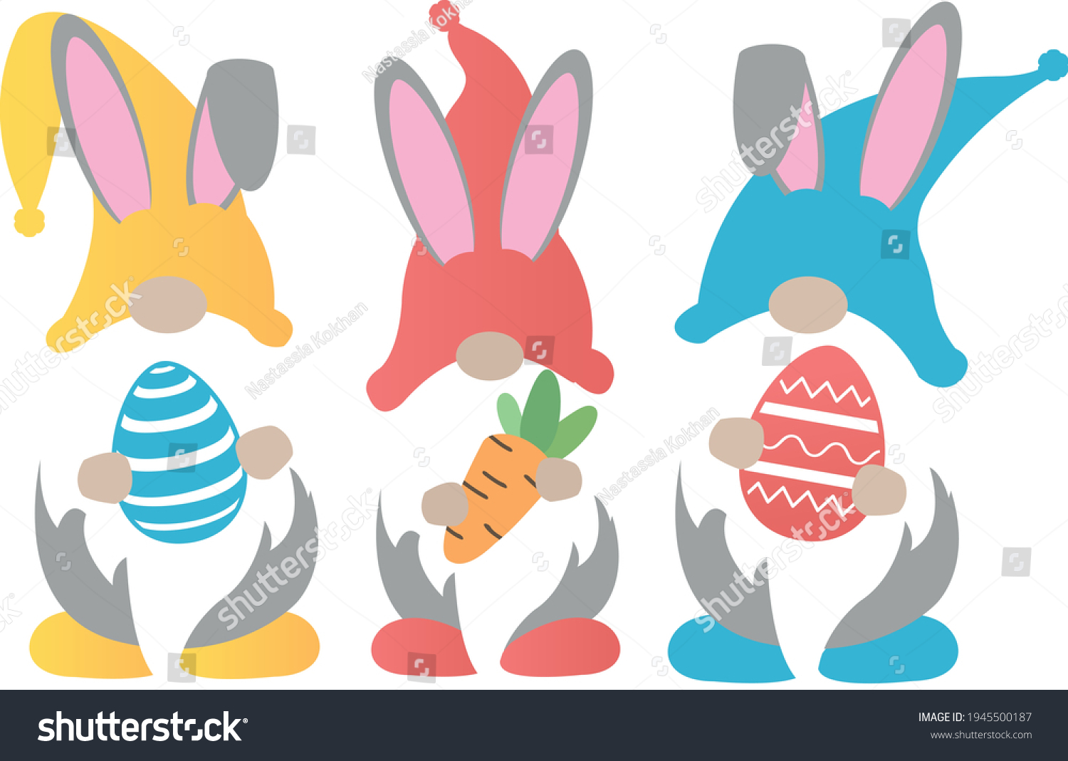 SVG of Easter gnomes Svg vector Illustration isolated on white background. Easter 
bunny gnome with easter eggs for Cricut and Silhouette.Scfndinavian gnome with easter elements for shirt and scrapbooking. svg