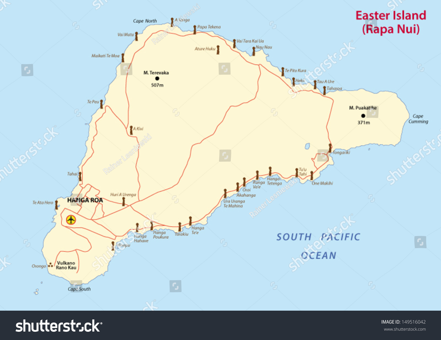 Easter Island Map Stock Vector 149516042 - Shutterstock