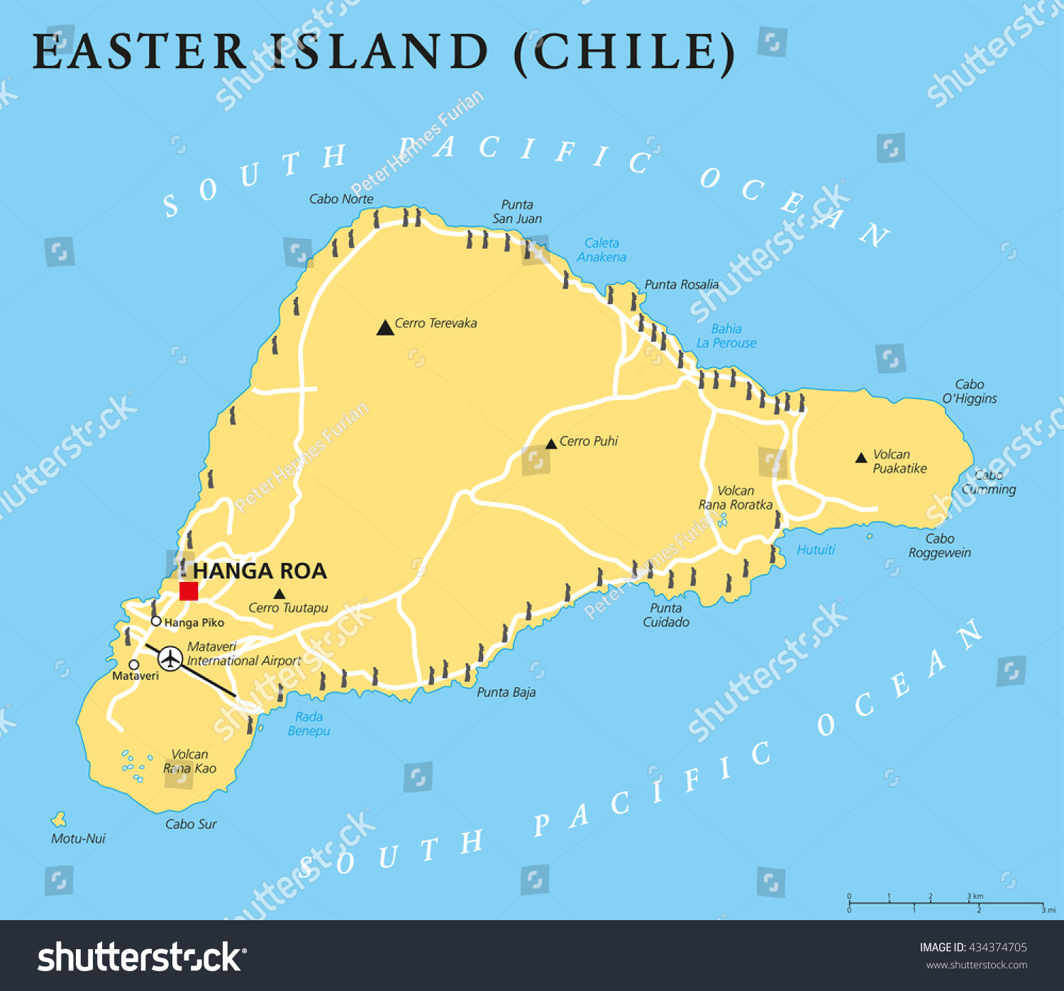 Easter Island Political Map Capital Hanga Stock Vector 434374705 ...