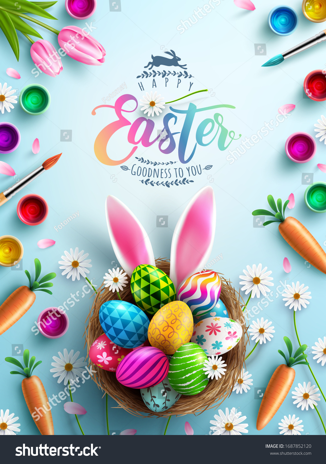 Easter Poster Banner Template Easter Eggs Stock Vector (Royalty Free ...