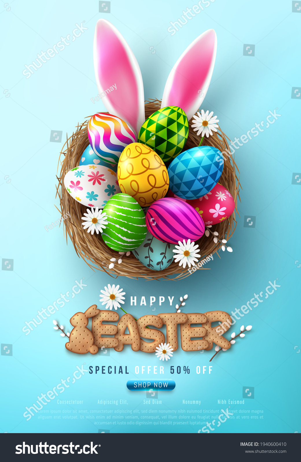 Easter Poster Flyer Template Easter Eggs Stock Vector (royalty Free 