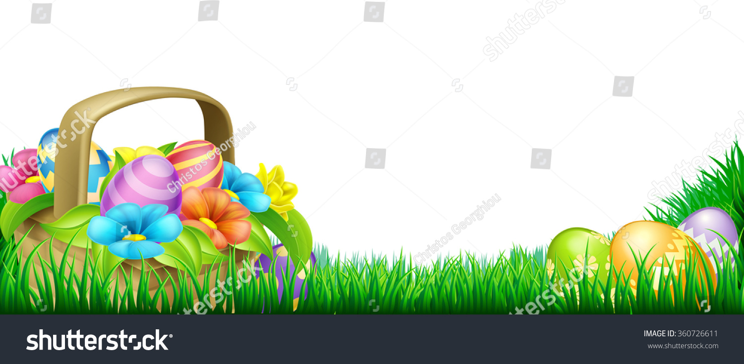 Easter Scene Footer Design Basket Full Stock Vector 360726611 ...