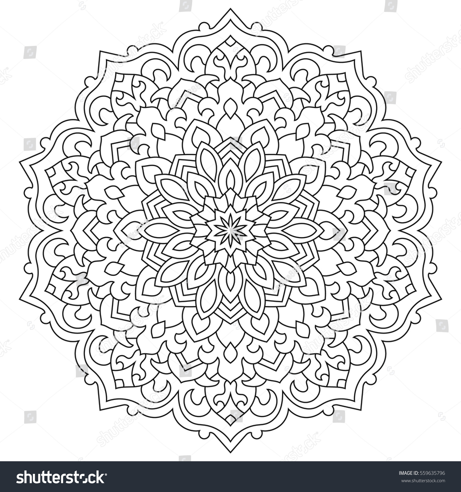 Eastern Ethnic Mandala Round Symmetrical Pattern Stock Vector (Royalty ...