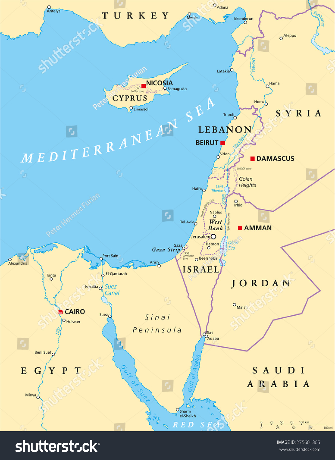 Large Scale Detailed Political Map Of The Eastern Mediterranean With ...