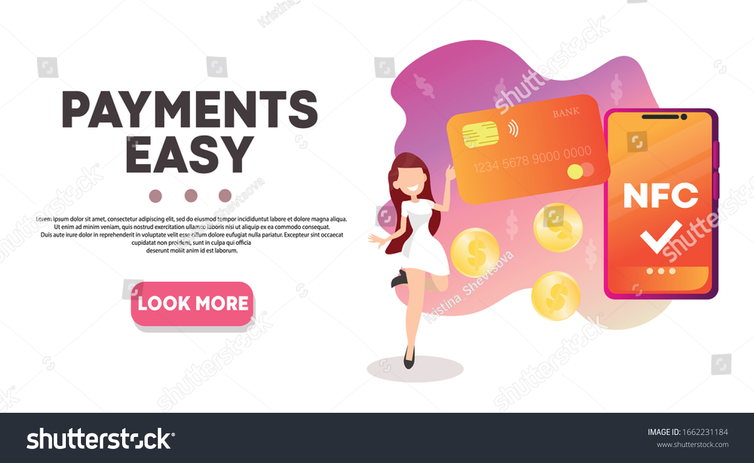 easy contactless payment nfc payment system stock vector