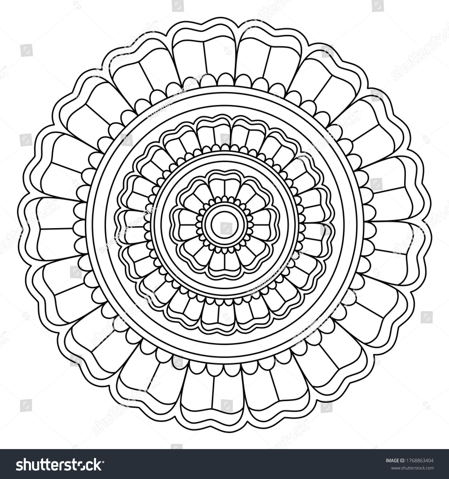 Easy Mandala Zen Meditation Coloring Page Stock Vector (Royalty Free ...