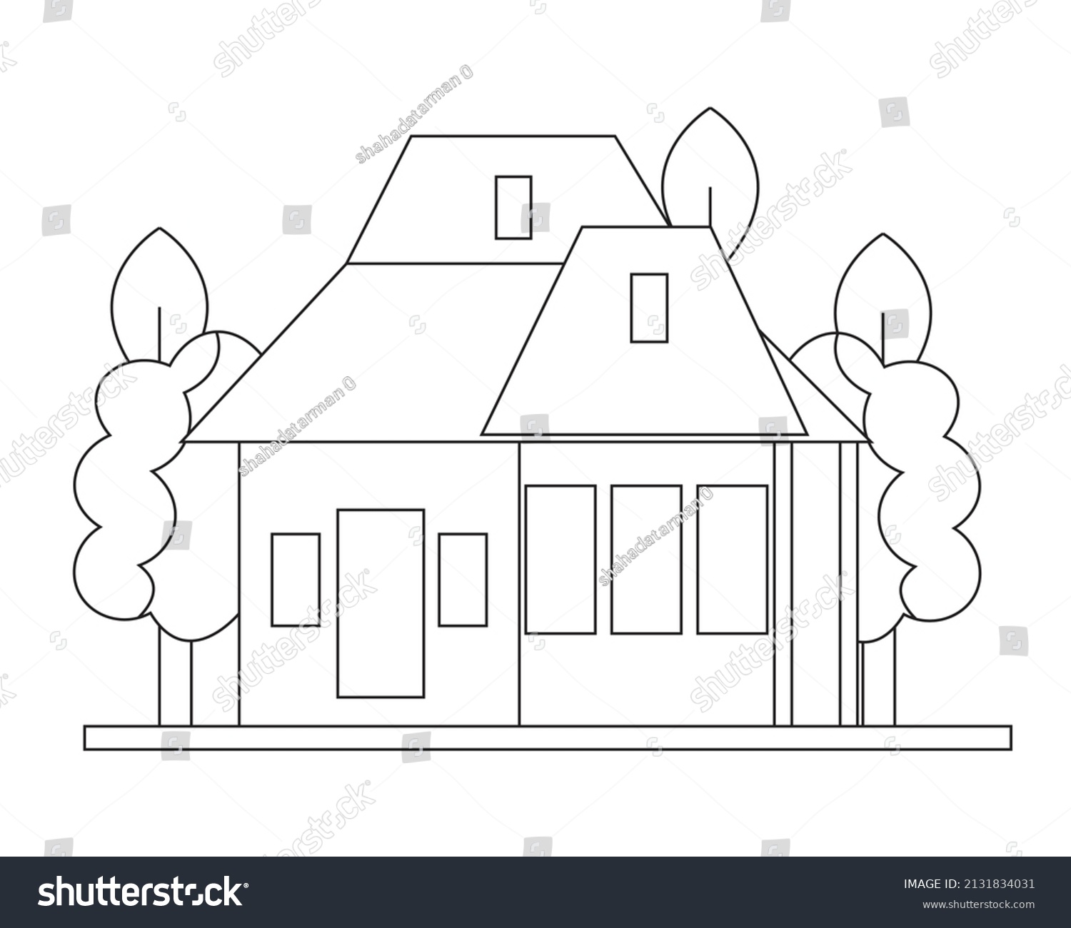 Easy Simple House Coloring Page Modern Stock Vector (Royalty Free ...