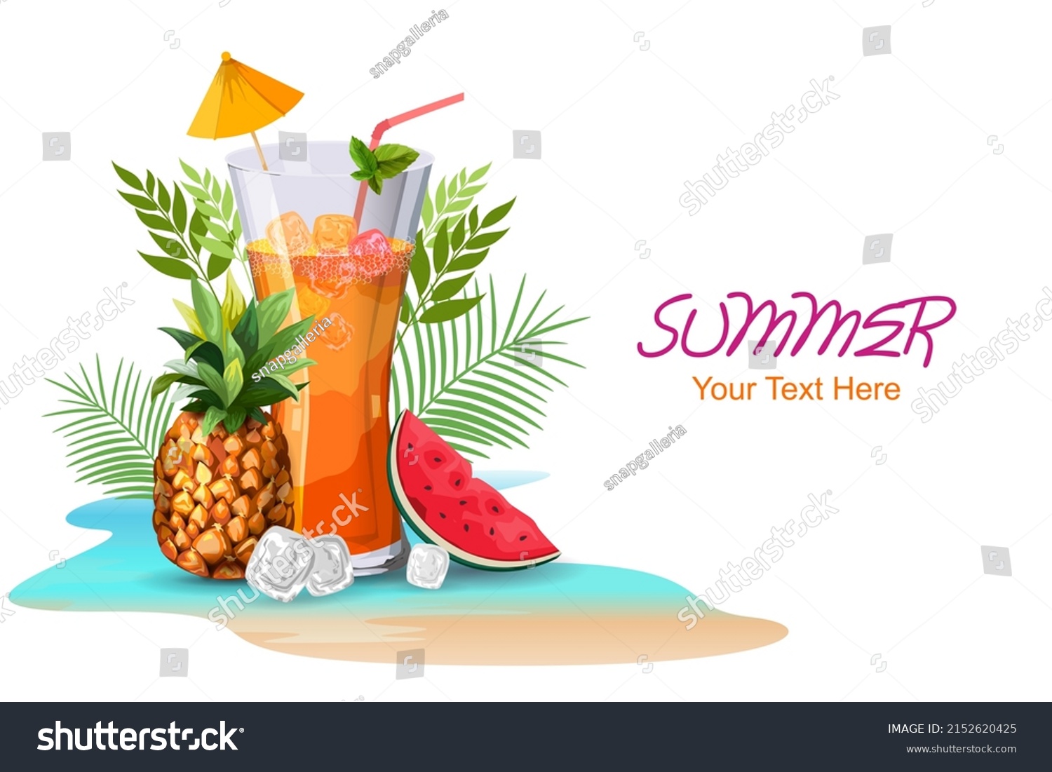 Easy Edit Vector Illustration Cocktail Drink Stock Vector (Royalty Free ...