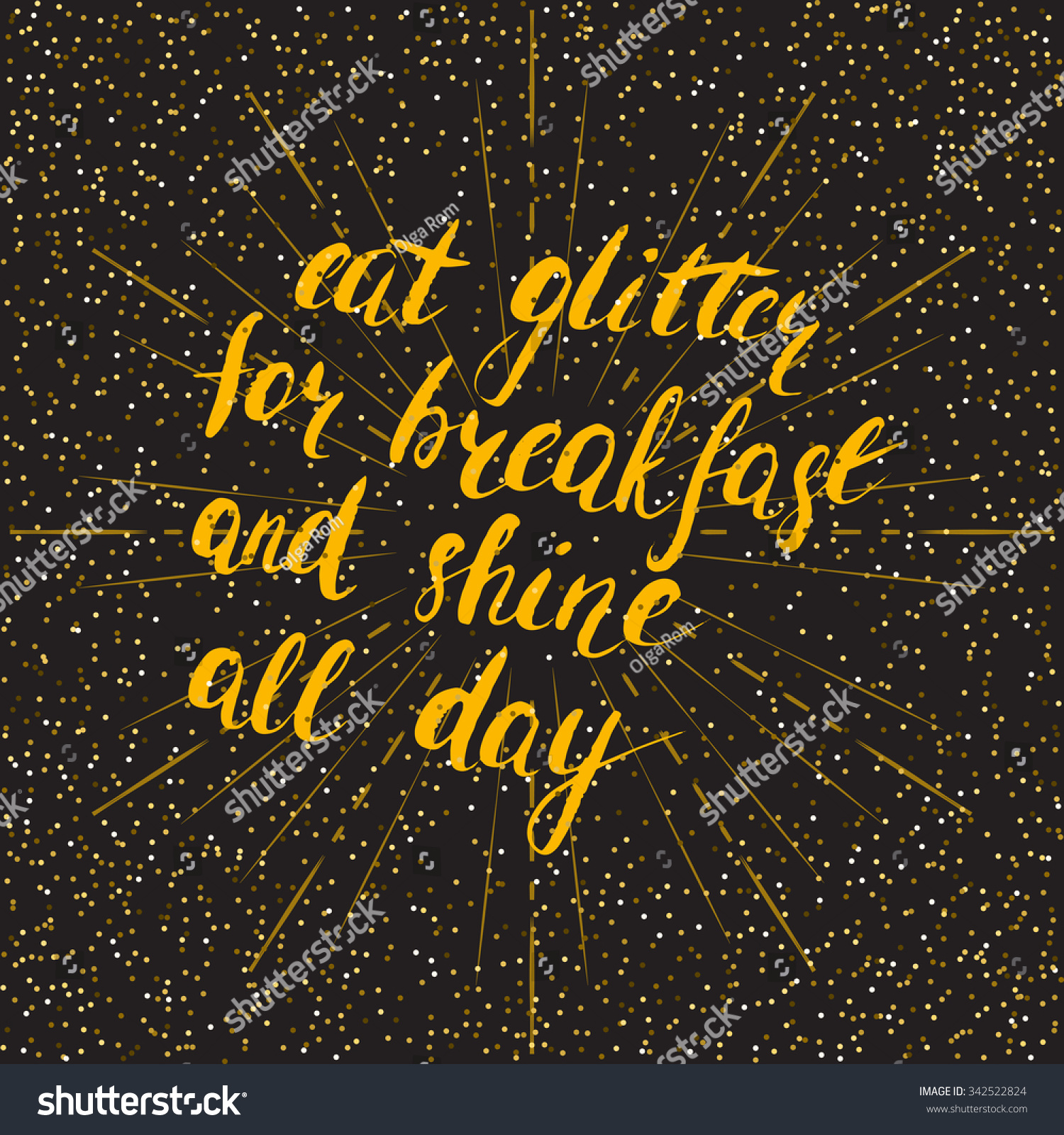Eat Glitter Breakfast Shine All Day Stock Vector Royalty Free 342522824
