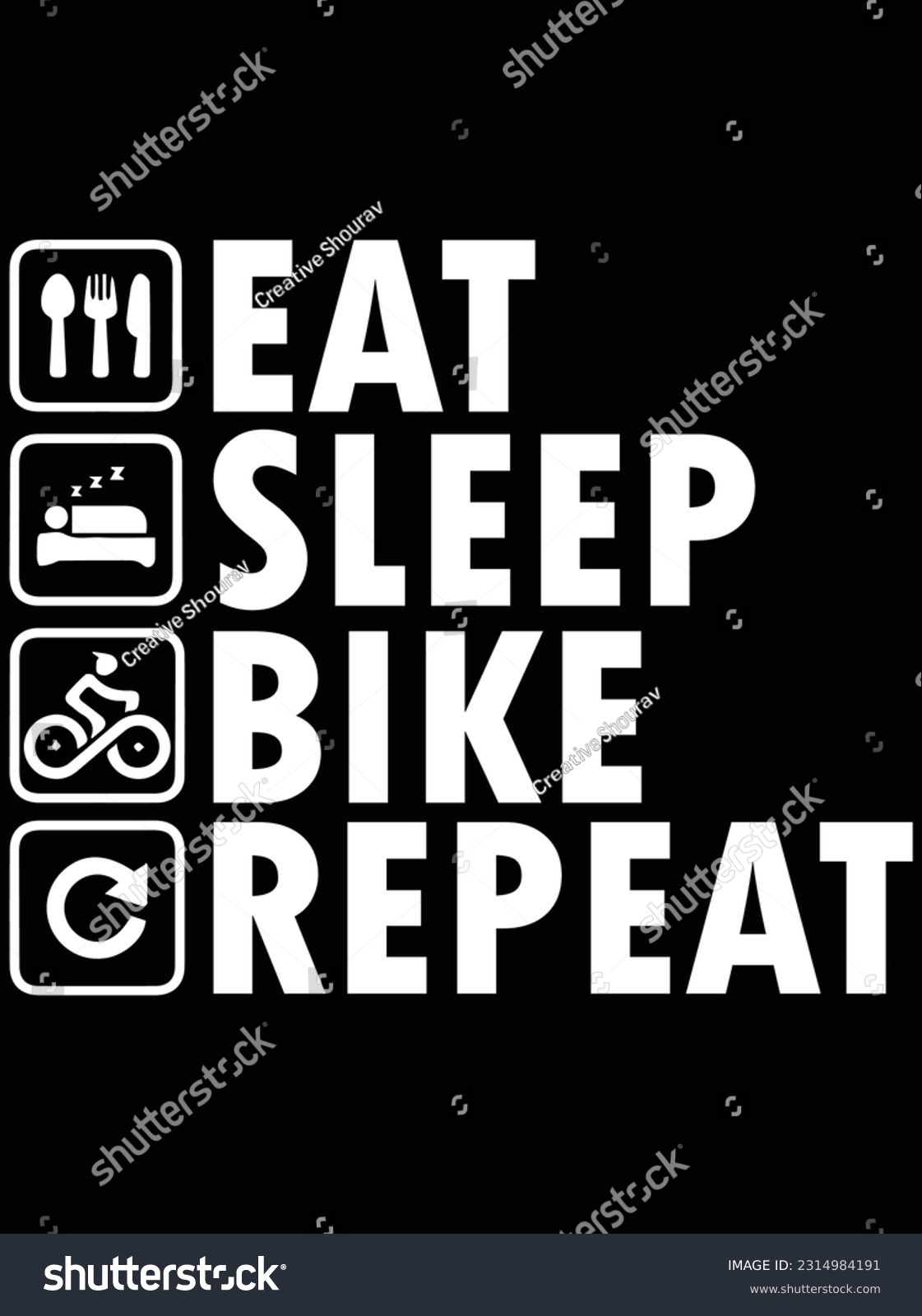 SVG of Eat sleep bike repeat vector art design, eps file. design file for t-shirt. SVG, EPS cuttable design file svg