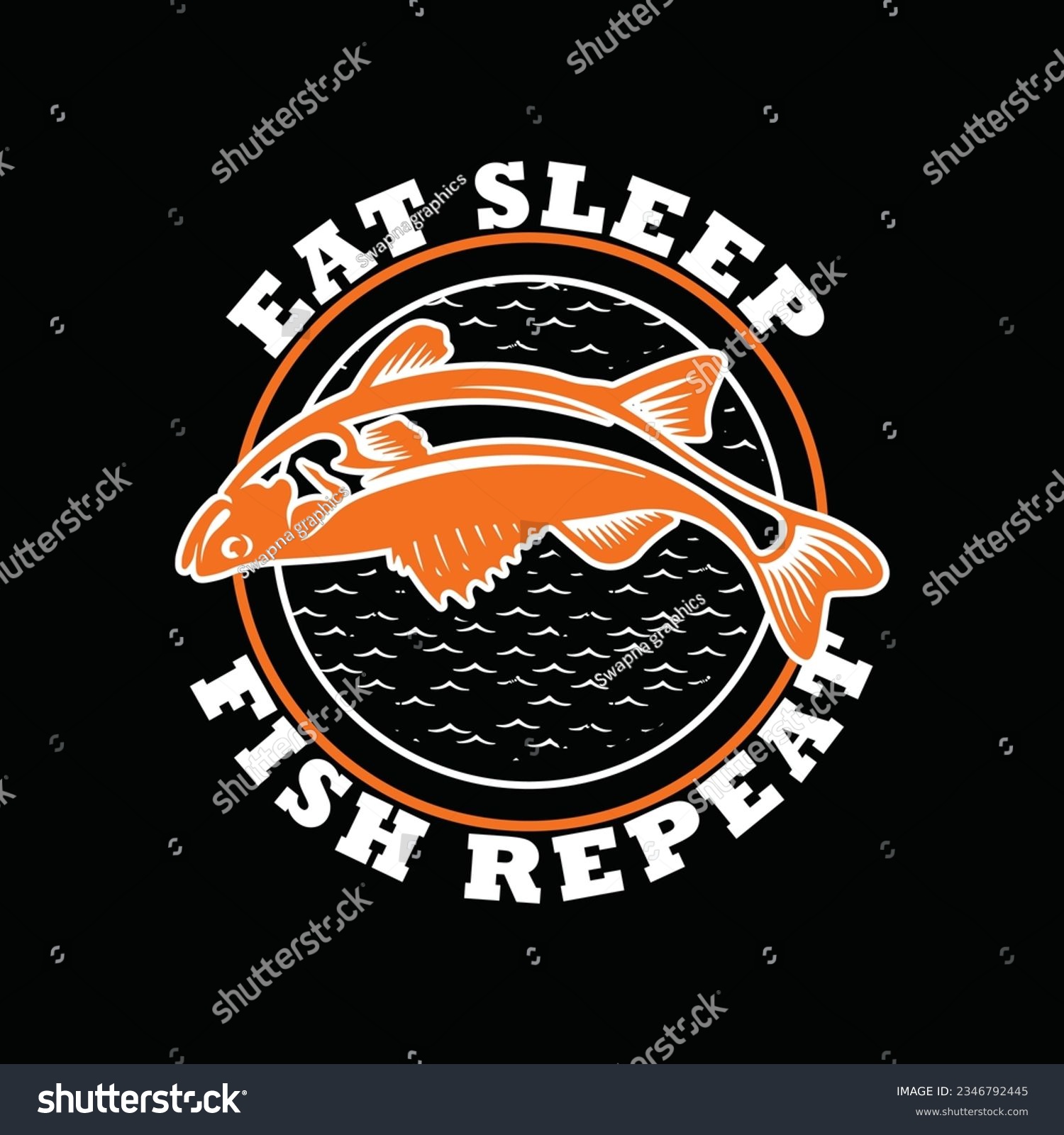 SVG of EAT SLEEP FISH REPEAT, 
CREATIVE FISHING T SHIRT DESIGN svg