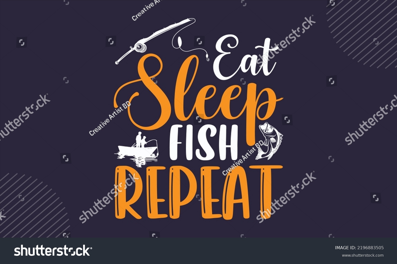 SVG of Eat Sleep Fish Repeat - Fishing T shirt Design, Hand drawn vintage illustration with hand-lettering and decoration elements, Cut Files for Cricut Svg, Digital Download svg