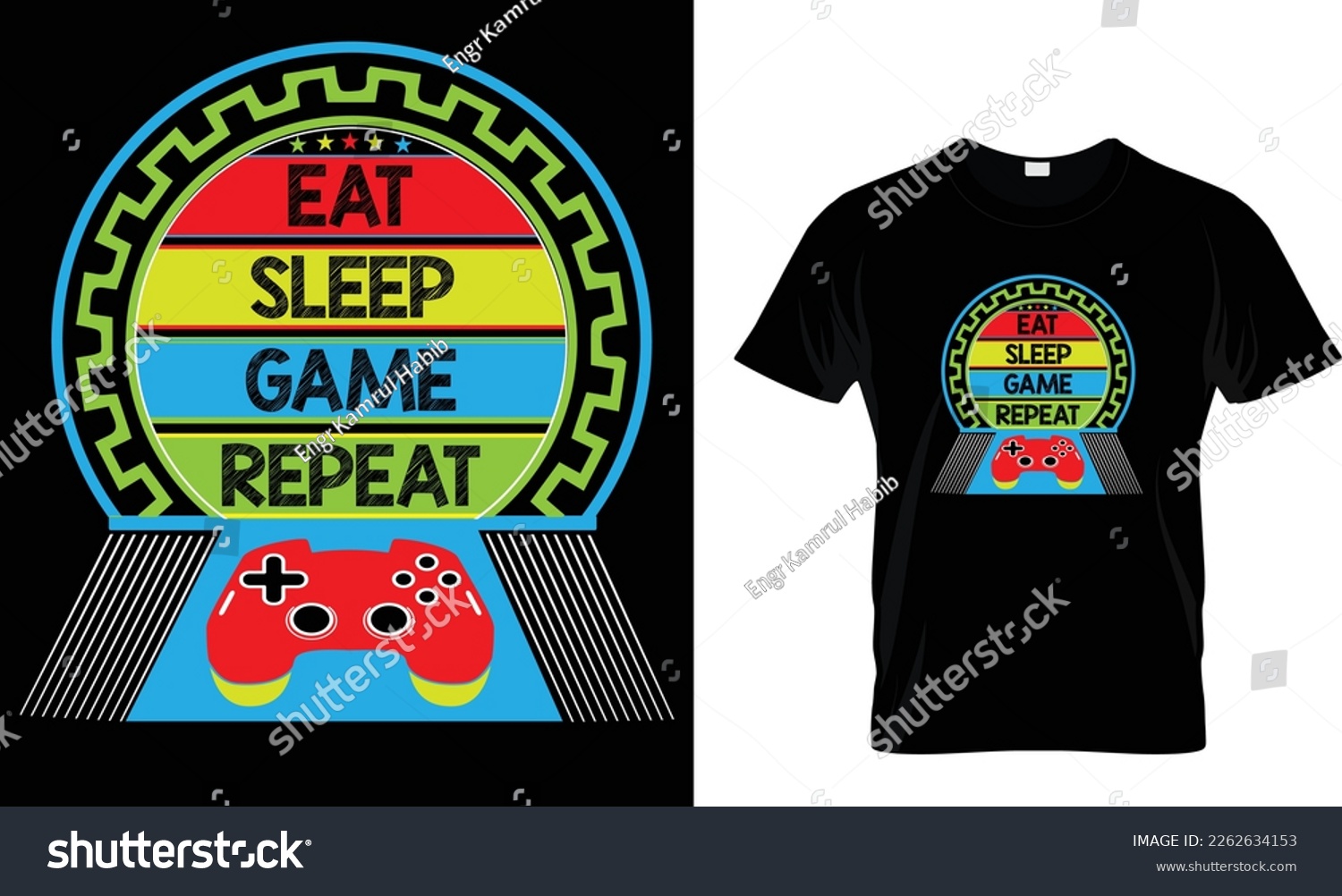 SVG of Eat sleep game repeat... t shirt design template svg