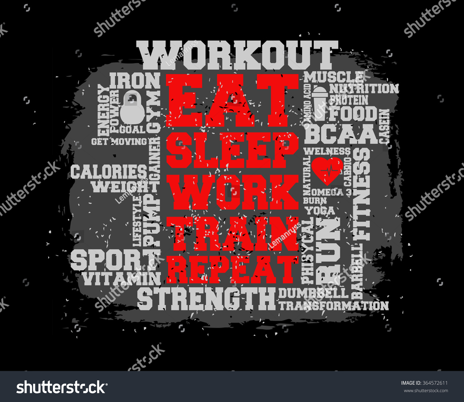 Eat Sleep Work Train Repeat Word Stock Vektor 364572611 Shutterstock