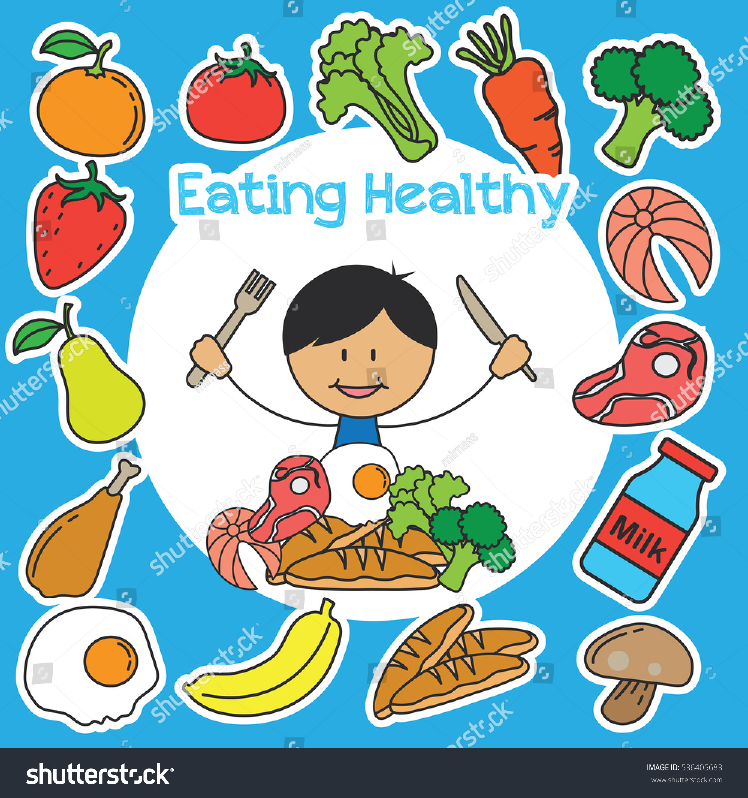 Eating Healthy Kids Campaign Poster Stock Vector (Royalty Free) 536405683